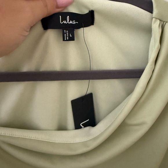 Lulu's Green Asymmetrical Ruched Tank Top - Picture 4 of 5